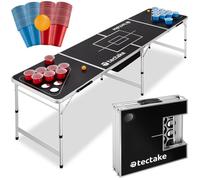 TECTAKE Table de Bière Pong Beer Ball Blitz avec Pieds en plastique qui protègent le sol Pliable et Réglable en hauteur Noir