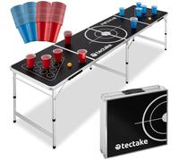 TECTAKE Table de Bière Pong Brew Battle avec Pieds en plastique qui protègent le sol Pliable et Réglable en hauteur Noir
