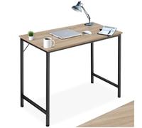 tectake® Table de Bureau Design Industriel en Bois MDF & Acier Bureau Ergonomique 80x60x75,5cm Bureaux Informatique Bureaux Ordinateur Teletravail - Bois Clair Industriel Chêne Sonoma
