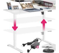 tectake® Table de Bureau réglable en Hauteur Bureau électrique Bureau Assis Debout 120 x 60 x 73,5-118 cm en Acier Bureau Ergonomique Bureau Ordinateur Pied de Bureau Teletravail Table de Travail