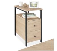 tectake® Table de Chevet 30 x 49,5 x 61,5 cm, Table de Nuit à 2 tiroirs, Style Industriel, Chevet de lit, Petit Meuble de Rangement, Meuble Chambre, Décoration Chambre, Salon, Bureau, Bois Clair