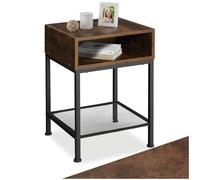 TecTake® Table de Chevet 40,5 x 40,5 x 59 cm, Table de Nuit, Style Industriel, Chevet de lit, Petit Meuble de Rangement, Meuble Chambre, Décoration Chambre, Bout de canape Salon, Bois foncé