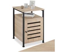 tectake® Table de Chevet 40,5 x 40,5 x 60,5 cm, Style Industriel, Table de Nuit, Porte magnétique et étagère réglable, Meuble d'appoint Chambre, Salon, Bureau, Petit Meuble de Rangement, Bois Clair