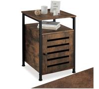 tectake® Table de Chevet 40,5 x 40,5 x 60,5 cm, Style Industriel, Table de Nuit, Porte magnétique et étagère réglable, Meuble d'appoint Chambre, Salon, Bureau, Petit Meuble de Rangement, Bois foncé