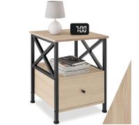 tectake® Table de Chevet 40 x 41,5 x 55,5 cm, Table de Nuit à tiroir, Style Industriel, Chevet de lit, Petit Meuble de Rangement, Meuble Chambre, Décoration Chambre, Salon, Bureau, Bois Clair