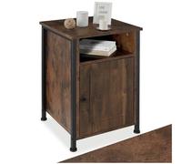 tectake® Table de Chevet 40 x 42 x 60,5 cm, Table de Nuit, Style Industriel Rustique, Chevet de lit, Porte magnétique et étagère réglable, Meuble Chambre, Decoration Chambre, Bois foncé