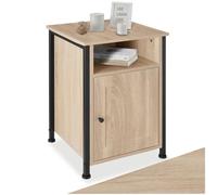 tectake® Table de Chevet 40 x 42 x 60,5 cm, Table de Nuit, Style Industriel Rustique, Chevet de lit, Porte magnétique et étagère réglable, Meuble Chambre, Decoration Chambre, Bois Clair