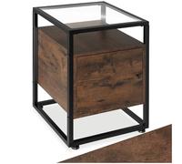 TecTake® Table de Chevet 40 x 43 x 60,5 cm, Table de Nuit avec Plateau en Verre, Style Industriel, Chevet de lit Porte magnétique et étagère réglable, Meuble Chambre, Decoration Chambre, Bois foncé
