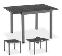 tectake® Table de Jardin 80-120 x 80 x 74 cm, Table a Manger extérieure Extensible en Aluminium, Aspect Bois, 2-6 Personnes, Résistante aux intempéries, Mobilier de Jardin, Balcon, Terrasse Exterieur