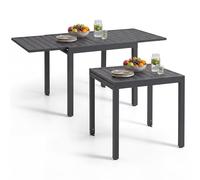 tectake® Table de Jardin Extensible pour 4 à 6 Personnes, 80-160 x 80 x 75 cm, en Aluminium, Résistante aux intempéries et aux UV, Plateau à lamelles, Table Extérieure, Balcon, Terrasse - Gris Foncé