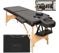 TecTake Table de Massage 2 Zones Pliante Cosmetique Lit de Massage Table Esthetique Tatouage Portable avec Repose Bras, Housse de Transport Incluse - Noir