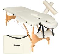 tectake® Table de Massage Pliante Professionnelle 2 Zones Ergonomique Massage et Relaxation Bois Table Esthetique Professionnel Lit de Massage Portable, Accessoires & Housse de Transport - Beige