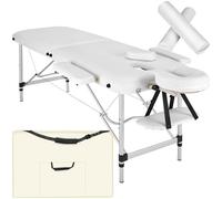 tectake® Table de Massage Pliante Professionnelle 2 Zones Rembourrage épais Massage et Relaxation Cadre en AluminiumTable Esthetique Professionnel Lit de Massage Portable, Accessoires Inclus - Blanc