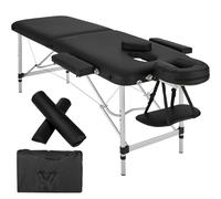 TecTake® Table de Massage Pliante Professionnelle 2 Zones Rembourrage épais Massage et Relaxation Cadre en AluminiumTable Esthetique Professionnel Lit de Massage Portable, Accessoires Inclus - Noir