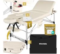 TecTake® Table de Massage Pliante Professionnelle 3 Zones Aluminium Cosmetique Lit de Massage Table Esthetique Tatouage Portable avec Appuie-tête Amovible Repose Bras, Housse de Transport Incluse