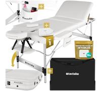tectake® Table de Massage Pliante Professionnelle 3 Zones Aluminium Cosmetique Lit de Massage Table Esthetique Tatouage Portable avec Appuie-tête Amovible Repose Bras, Housse de Transport Incluse