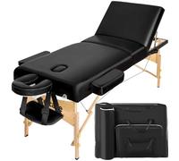 TecTake® Table de Massage Pliante Professionnelle 3 Zones Épaisseur de 10 cm Massage et Relaxation Bois Table Esthetique Professionnel Lit de Massage Portable Housse de Transport - Noir