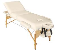 TecTake® Table de Massage Pliante Professionnelle 3 Zones Épaisseur de 13 cm Massage et Relaxation Bois Table Esthetique Professionnel Lit de Massage Portable, Accessoires Inclus - Beige