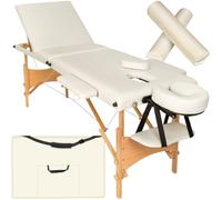 TecTake® Table de Massage Pliante Professionnelle 3 Zones Ergonomique Massage et Relaxation Bois Table Esthetique Professionnel Lit de Massage Portable, Accessoires & Housse de Transport - Beige