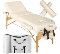 TecTake® Table de Massage Pliante Professionnelle 3 Zones Ergonomique Massage et Relaxation Bois Table Esthetique Professionnel Lit de Massage Portable, Accessoires & Housse de Transport - Beige