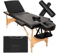 TecTake® Table de Massage Pliante Professionnelle 3 Zones Ergonomique Massage et Relaxation Bois Table Esthetique Professionnel Lit de Massage Portable, Accessoires & Housse de Transport - Noir