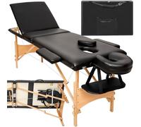 TecTake® Table de Massage Pliante Professionnelle 3 Zones Massage et Relaxation Bois Table Esthetique Professionnel Cosmetique Lit de Massage Portable Repose Bras & Housse de Transport - Noir