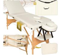 TecTake® Table de Massage Pliante Professionnelle 3 Zones Massage et Relaxation Bois Table Esthetique Professionnel Cosmetique Lit de Massage Portable Repose Bras & Housse de Transport - Beige