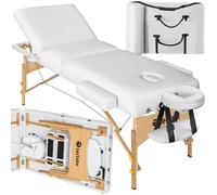 tectake Table de Massage Pliante, Rembourrage 7,5 cm, Table esthetique avec Repose Bras et Appui tête Ergonomique, Housse de Transport Incluse - Blanc