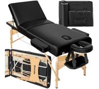 TecTake Table de Massage Pliante, Rembourrage 7,5 cm, Table esthetique avec Repose Bras et Appui tête Ergonomique, Housse de Transport Incluse - Noir