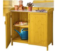 tectake® Table de rempotage Abri de Jardin Bois avec Plan de Travail zingué Table de Culture Rangement des Outils de Jardinage, Armoire de Jardin Exterieur idéal pour Plantes, Fleurs, semis Potager