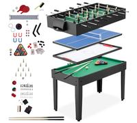tectake® Table multijeux 15 en 1 Complet, Babyfoot, Ping Pong, Billard, Jeu de Dames, Backgammon, Échecs, Air Hockey, Bowling, Table de Jeux Billard Convertible, 125 x 123 x 83 cm, Accessoires Inclus