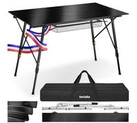 TecTake® Table Pliante de Pique Nique Table de Camping Pliante en Aluminium Table Brocante Table pour Balcon Table à tapisser Réglable en Hauteur avec Sac de Transport et Filet de Rangement