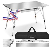 TecTake® Table Pliante de Pique Nique Table de Camping Pliante en Aluminium Table Brocante Table pour Balcon Table à tapisser Réglable en Hauteur avec Sac de Transport et Filet de Rangement