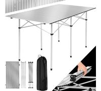 TecTake® Table Pliante de Pique Nique Table de Camping Pliante en Aluminium Légère, Compacte Table Brocante Table a Manger Table à tapisser, Hauteur réglable, avec Sac de Transport 140 x 70 x 70cm