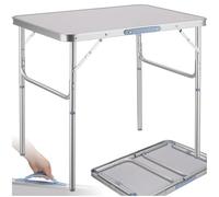 tectake® Table Pliante de Pique Nique Camping en Aluminium Légère & Compacte Table a Manger Hauteur réglable, avec Poignée de Transport 75 x 55 x 68 cm