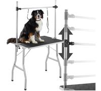 TecTake® Table Pliante pour Toilettage du Chien/Chiot/Chat avec 2X Collier Chien et Surface de Travail Antidérapante 105,5x60x90,5-159 cm, Max. 60kg Chien Accessoires Kit toilettage Chien Maison