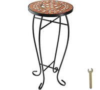 tectake® Table Ronde Exterieur en mosaïque de Pierre, Ø30 x 61,5 cm, Table de Jardin Plateau Rond Balcon, Terrasse, Max. 30 Kg, Gueridon mosaïques, Mobilier Jardin Exterieur, Decoration Balcon