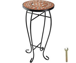 tectake® Table Ronde Exterieur en mosaïque de Pierre, Ø30 x 61,5 cm, Table de Jardin Plateau Rond Balcon, Terrasse, Max. 30 Kg, Gueridon mosaïques, Mobilier Jardin Exterieur, Decoration Balcon