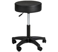 TecTake Tabouret à roulettes | pivotant à 360° | réglable en Hauteur de 48 à 63 cm | Coussin 10cm - diverses Couleurs au Choix - (Noir | no. 402537)