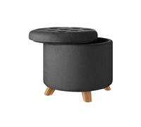 TECTAKE Tabouret avec espace de rangement rond gris foncé
