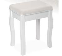 TABOURET - TECTAKE - Tabouret pour coiffeuse table de maquillage souple et bien rembourré pieds en bois 40 x 30 x 51 cm - Blanc