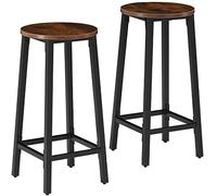 TecTake® Tabouret de Bar, Ø 32 x 66 cm, Lot de 2 Tabouret Bar Style Industriel, Chaises Hautes avec Repose Pied Chaise Mange Debout Tabourets Cuisine Salle à Manger Chaise ilot Central, Bois foncé