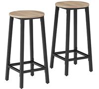 TecTake® Tabouret de Bar, Ø 32 x 66 cm, Lot de 2 Tabouret Bar Style Industriel, Chaises Hautes avec Repose Pied Chaise Mange Debout Tabourets Cuisine Salle à Manger Chaise ilot Central, Bois Clair