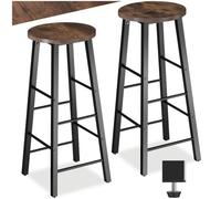 Tabouret de bar - TECTAKE - Lot de 2 tabourets de bar KEYNES style industriel, en bois et acier époxy, repose-pieds - Bois foncé