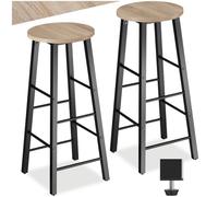 tectake® Tabouret de bar 31 x 31 x 72,5 cm, Lot de 2 Tabouret bar Style industriel, Chaises Hautes avec Repose Pied Chaise Mange Debout Tabourets Cuisine Salle à manger Chaise ilot central, Bois clair