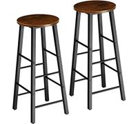 tectake® Tabouret de bar 31 x 31 x 72,5 cm, Lot de 2 Tabouret bar Style industriel, Chaises Hautes avec Repose Pied Chaise Mange Debout Tabourets Cuisine Salle à manger Chaise ilot central, Bois foncé