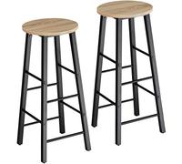 tectake® Tabouret de bar 31 x 31 x 72,5 cm, Lot de 2 Tabouret bar Style industriel, Chaises Hautes avec Repose Pied Chaise Mange Debout Tabourets Cuisine Salle à manger Chaise ilot central, Bois clair