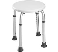 tectake® Tabouret de Douche Rond, Pieds télescopiques réglables, 8 Hauteurs | 31 x 36 - 54 cm, Structure en aluminium inoxydable, Surface texturée, Pieds en caoutchouc antidérapants, Capacité 120 kg