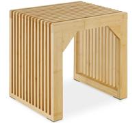 tectake® Tabouret en, 45 x 35 x 43 cm, Aspect à Lamelles, 350 kg | Renfort angulaire, Patins en Feutre, Table d'Appoint, Poids réduit, Montage rapide, Angles arrondis, Assise plane, Bambou