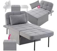 FAUTEUIL - TECTAKE - Chaise transformable 4-en-1 PONTO réglable en hauteur en 6 positions structure en acier - Gris